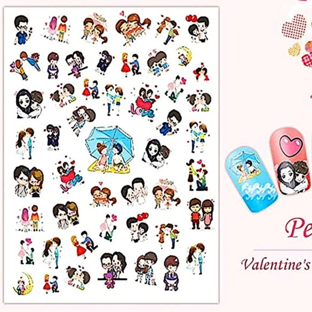 💌BO/GO$6 Valentine’s Day Nail Sticker Decals hearts love makeup